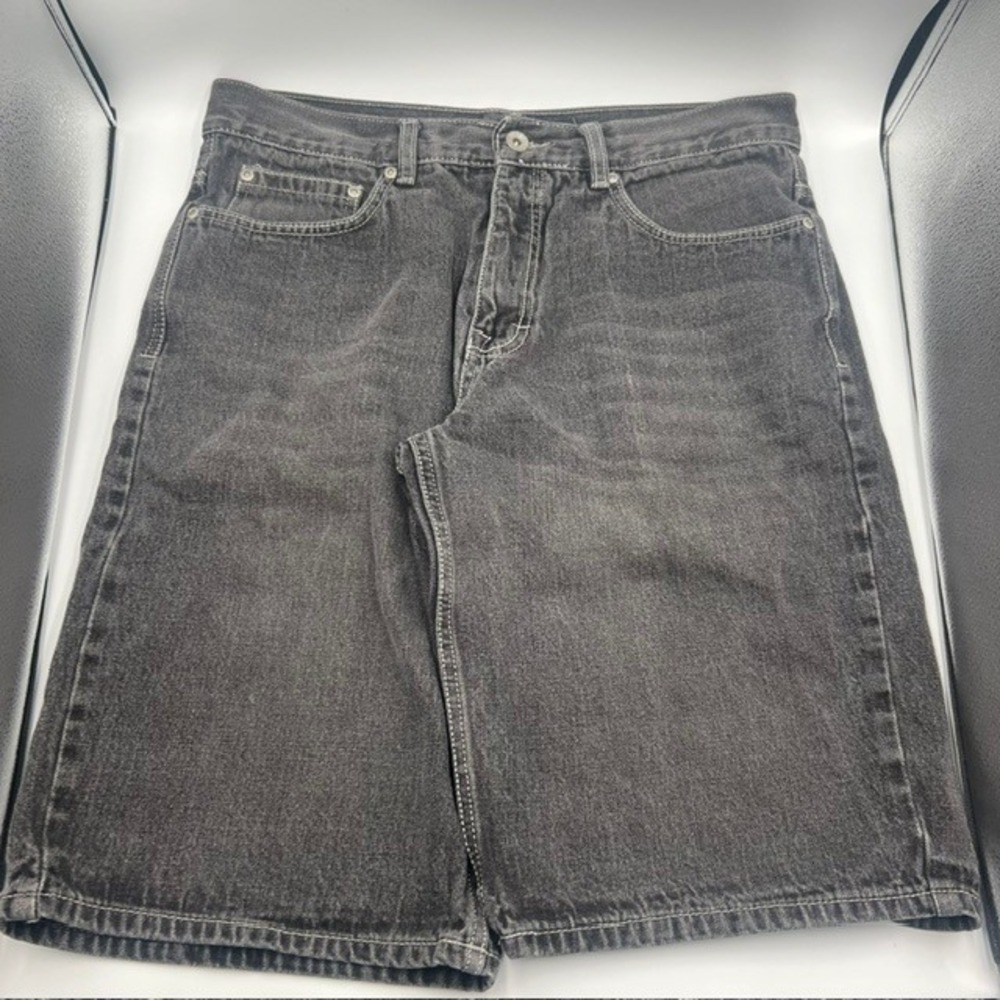 Y2K AVIREX Men's Gray Denim Shorts Embellished Pockets Size 34‎